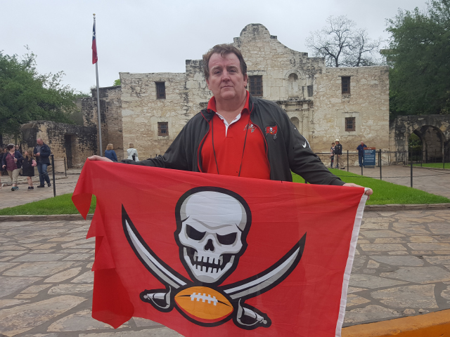 BuccaneersFan.com If you ever visit the Alamo, with your flag, don't stand where you see me. You'll find out why.