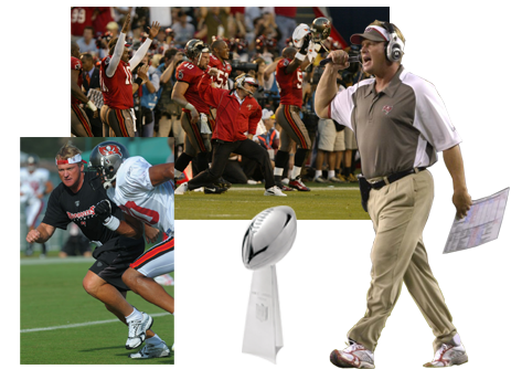 Buccaneers head coach Jon David Gruden in Tampa Bay from 2002 to 2008 - The Ultimate Tampa Bay Buccaneers Fan Site, Historical Archive, Every Coach, Every Season, BUCS Fanatical Fans - BUCS Coaching History 1976-Present.
