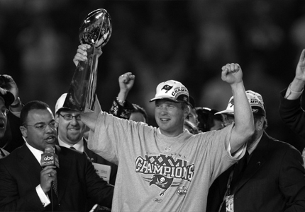 Head Coach Jon David Gruden of the Tampa Bay Buccaneers from 2002 to 2008 - The Ultimate Tampa Bay Buccaneers Fan Site, Historical Archive, Every Coach, Every Season, BUCS Fanatical Fans - BUCS Coaching History 1976-Present.