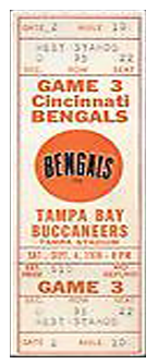 Cincinnati Bengals vs. Tampa Bay Buccaneers 1980 Game 4 Gameday ticket BuccaneersFan
