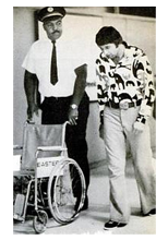 Broadway Joe with his head hung low. Namath refuses a wheelchair at T.I.A.