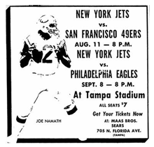 New York Jets vs 49ers Namath Getting Chance To Work in Tampa