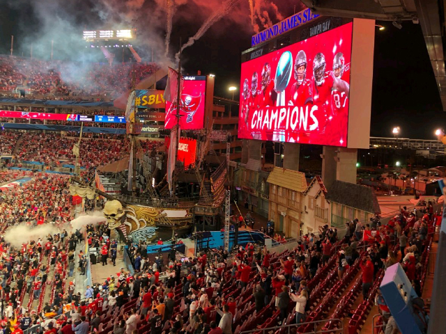 Due to the stadium being neautral the Buccaneers canons were not fired until this point